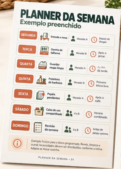 Página do Planner da Semana com tarefas distribuídas de segunda a domingo
